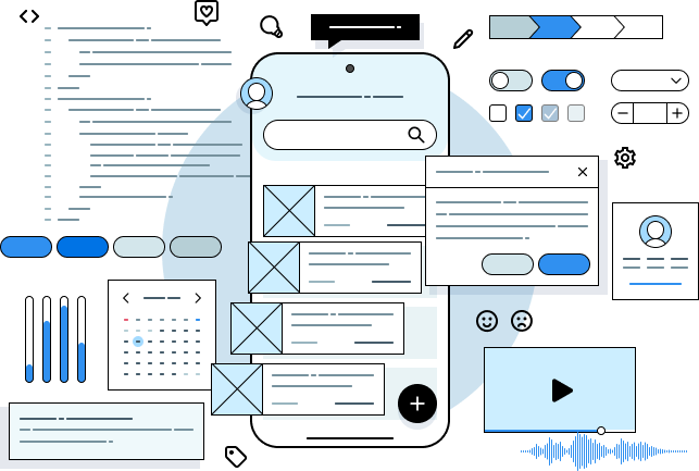 イラスト：UIデザインをする様子